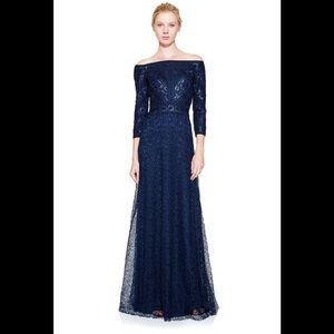 Tadashi Shoji Silana Gown in Navy Blue.  Worn once